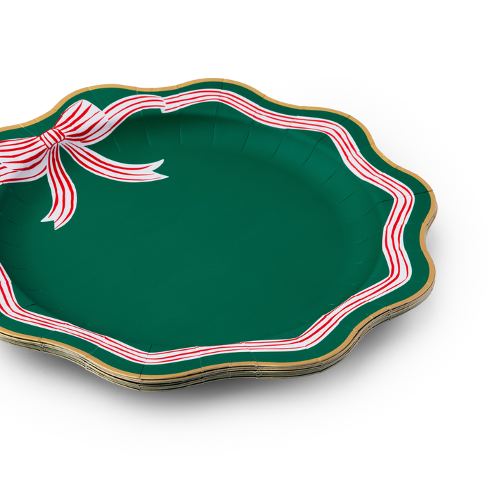 Elegant Green Peppermint Bow Dinner Plates