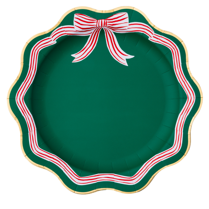 Elegant Green Peppermint Bow Dinner Plates